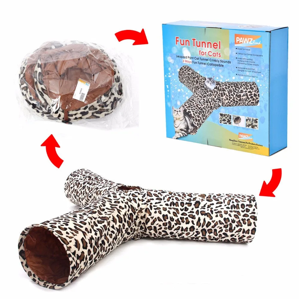 3 Ways Cat Tunnel Extra large And Extra long Leopard Print Crinkly  50