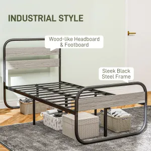 3ft Metal Platform Single Bed Frame with Under Bed Storage