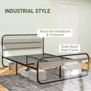 4ft6 Metal Platform Double Bed Frame with Under Bed Storage