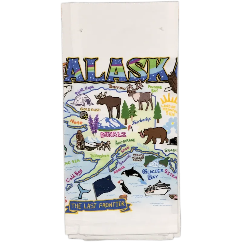 Alaska Vintage Map Flour Sack Towel