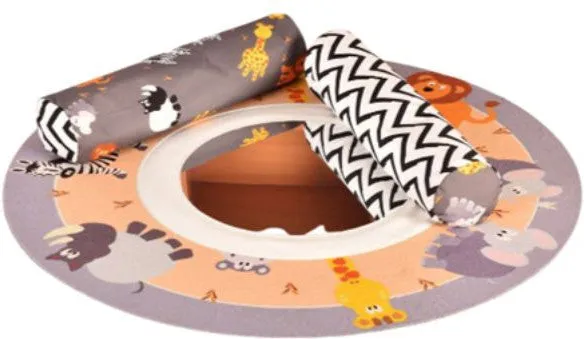 Baby Play Mat with Mirror and Bolsters - Safari Theme