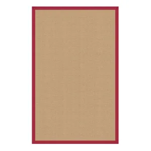 Benzara 2.83 x 1.83 Machine Tufted Wool Rug with Action Backing, Beige and Red