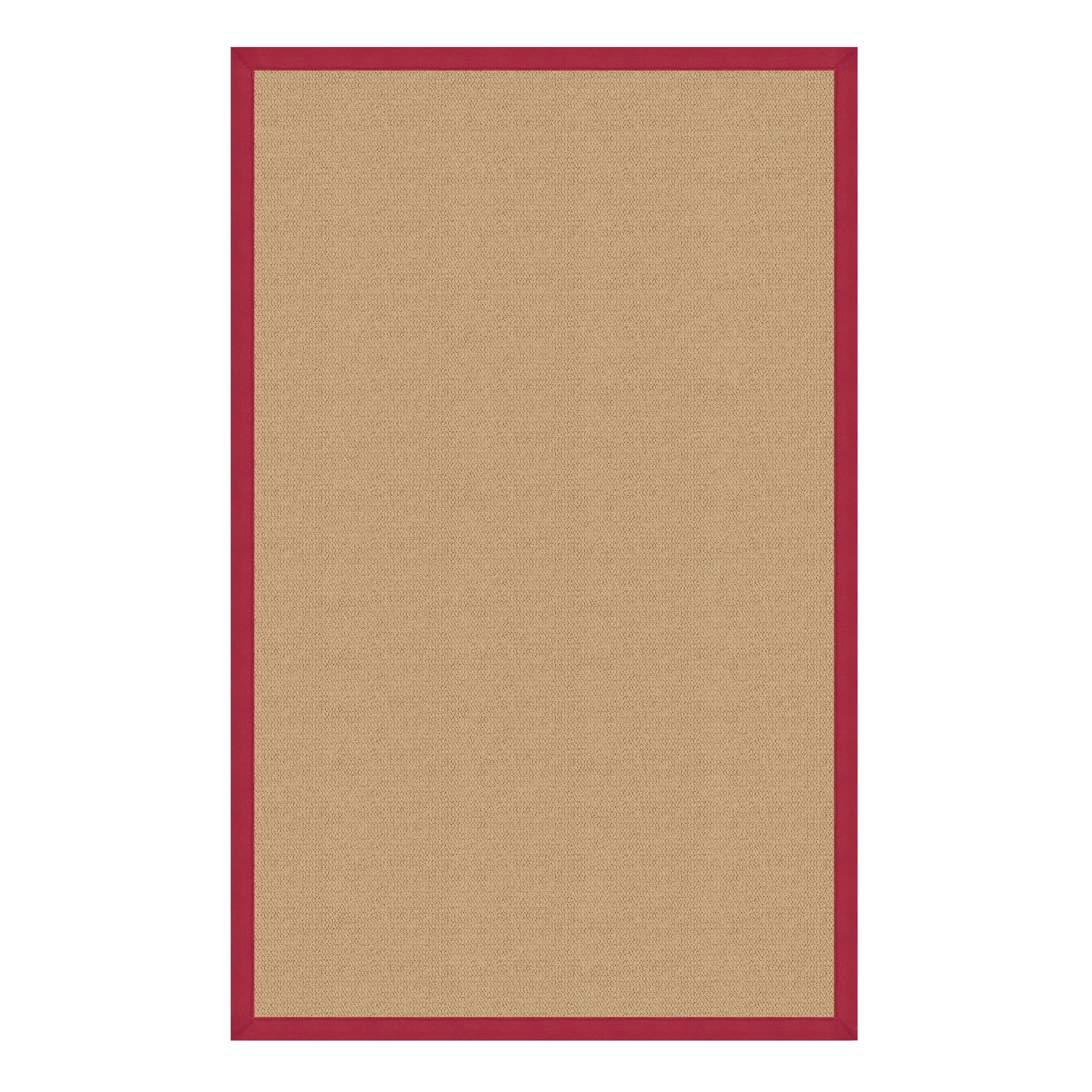 Benzara 2.83 x 1.83 Machine Tufted Wool Rug with Action Backing, Beige and Red