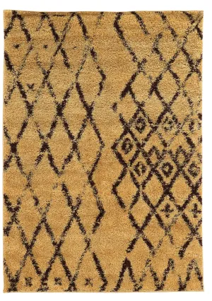 Benzara 5 x 3 Feet Geometric Pattern Polypropylene Power Loomed Rug, Brown