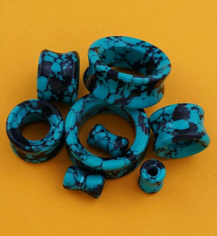 Black & Teal Howlite Stone Tunnels