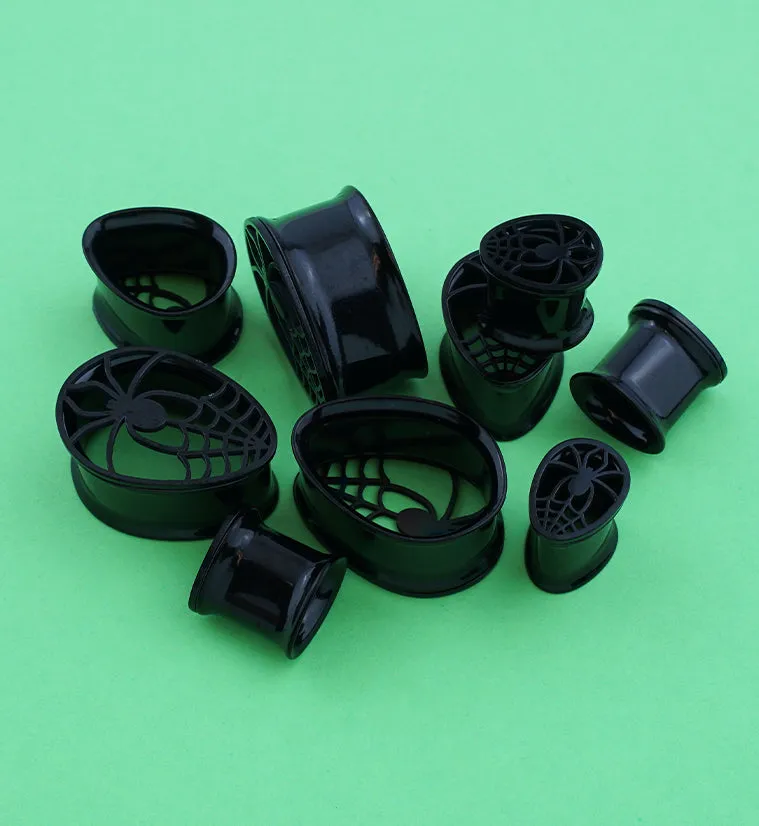 Black PVD Teardrop Spider Web Cutout Tunnels