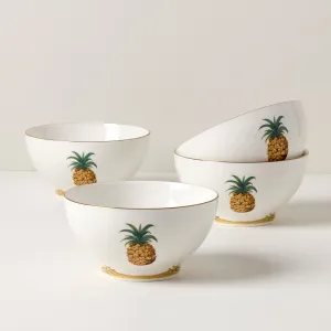 British Colonial Bamboo Rice Bowls, Set of 4