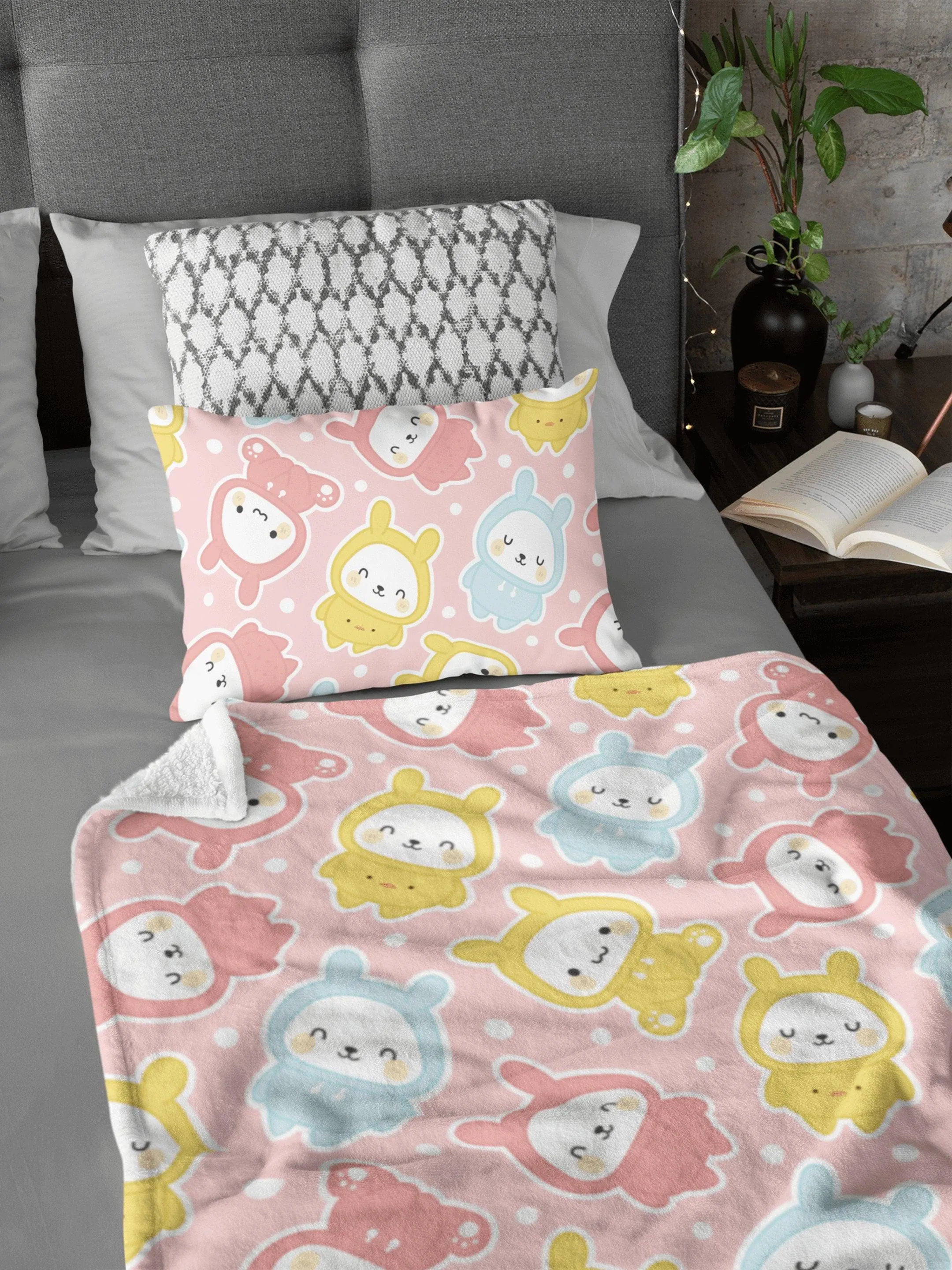 Cute Bunny Pink Soft Fluffy Velvet Flannel Fleece Throw Blanket