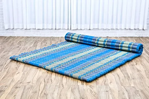 Day bed Roll Out Mattress XL Large Foldout Mat relaxation, day bed, camping or Yoga Matt Natural Kapok Filled_ 105 x 200 cm BLUE