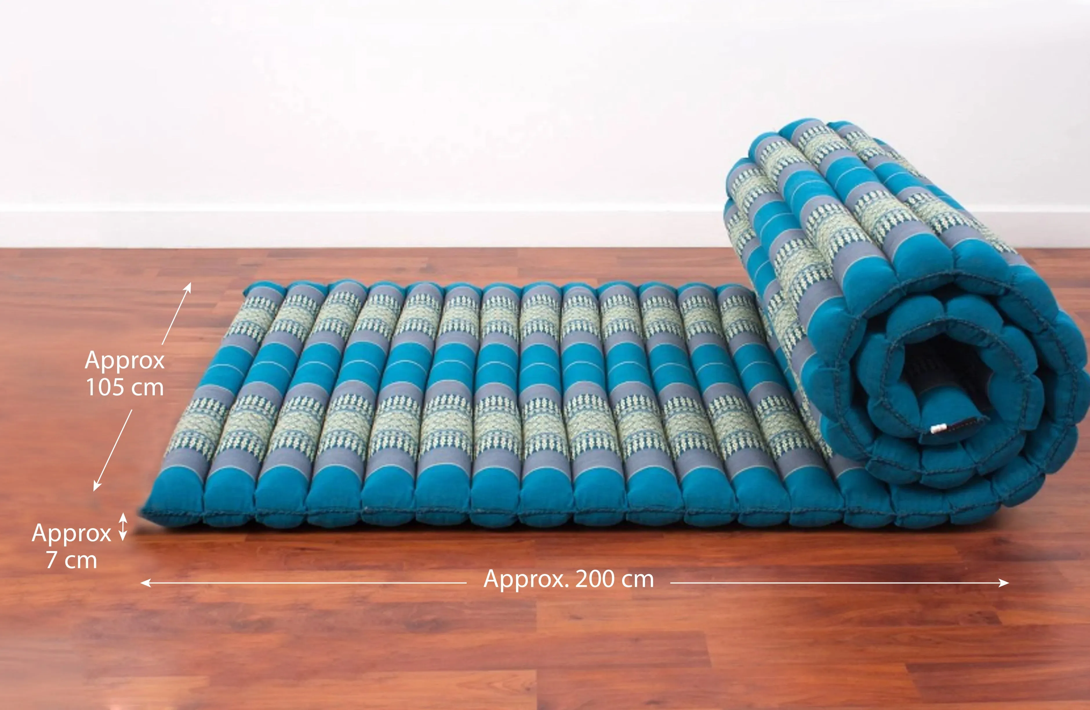 Day bed Roll Out Mattress XL Large Foldout Mat relaxation, day bed, camping or Yoga Matt Natural Kapok Filled_ 105 x 200 cm BLUE