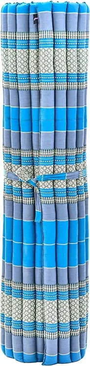 Day bed Roll Out Mattress XL Large Foldout Mat relaxation, day bed, camping or Yoga Matt Natural Kapok Filled_ 105 x 200 cm BLUE