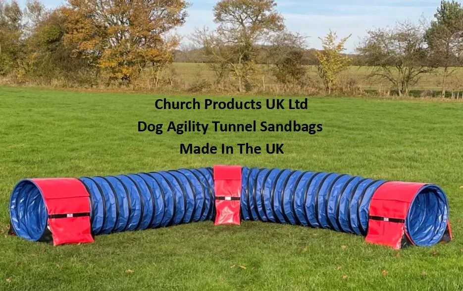 Dog Agility Tunnel Sandbag Adjustable 60cm - 80cm Diameter Tunnels Indoor Outdoor UV PVC Various Colours 490mm Material Width Connects Underneath