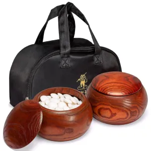 Double Convex Melamine Go Game Stones Set with Jujube Bowls - Size 32 (9 millimeters)