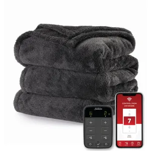 essential Connected WiFi Heated Blanket, Lofttec, Slate Grey, Queen