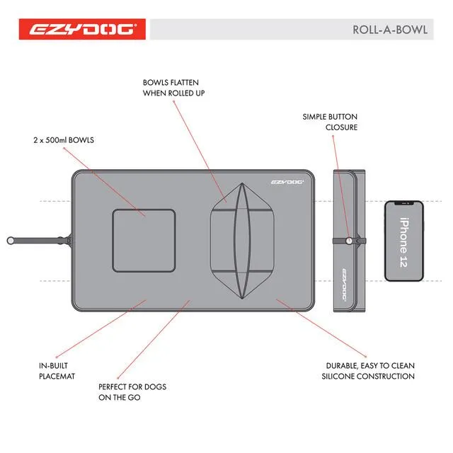 EzyDog Roll-a-Bowl Travel Dog Bowl^^^