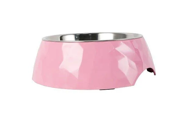 Facet Round Cat Dog Bowl - Pink S/L