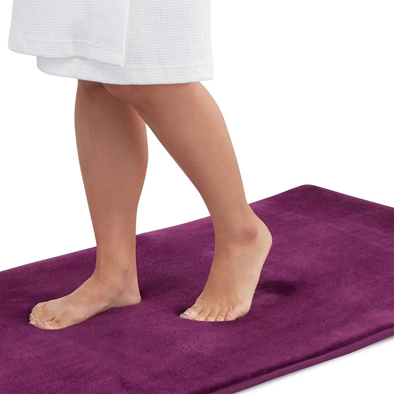 Genteele Memory Foam Bath Mat Non Slip Absorbent Super Cozy Velvet Bathroom Rug Carpet (17 inches X 24 inches, Eggplant)