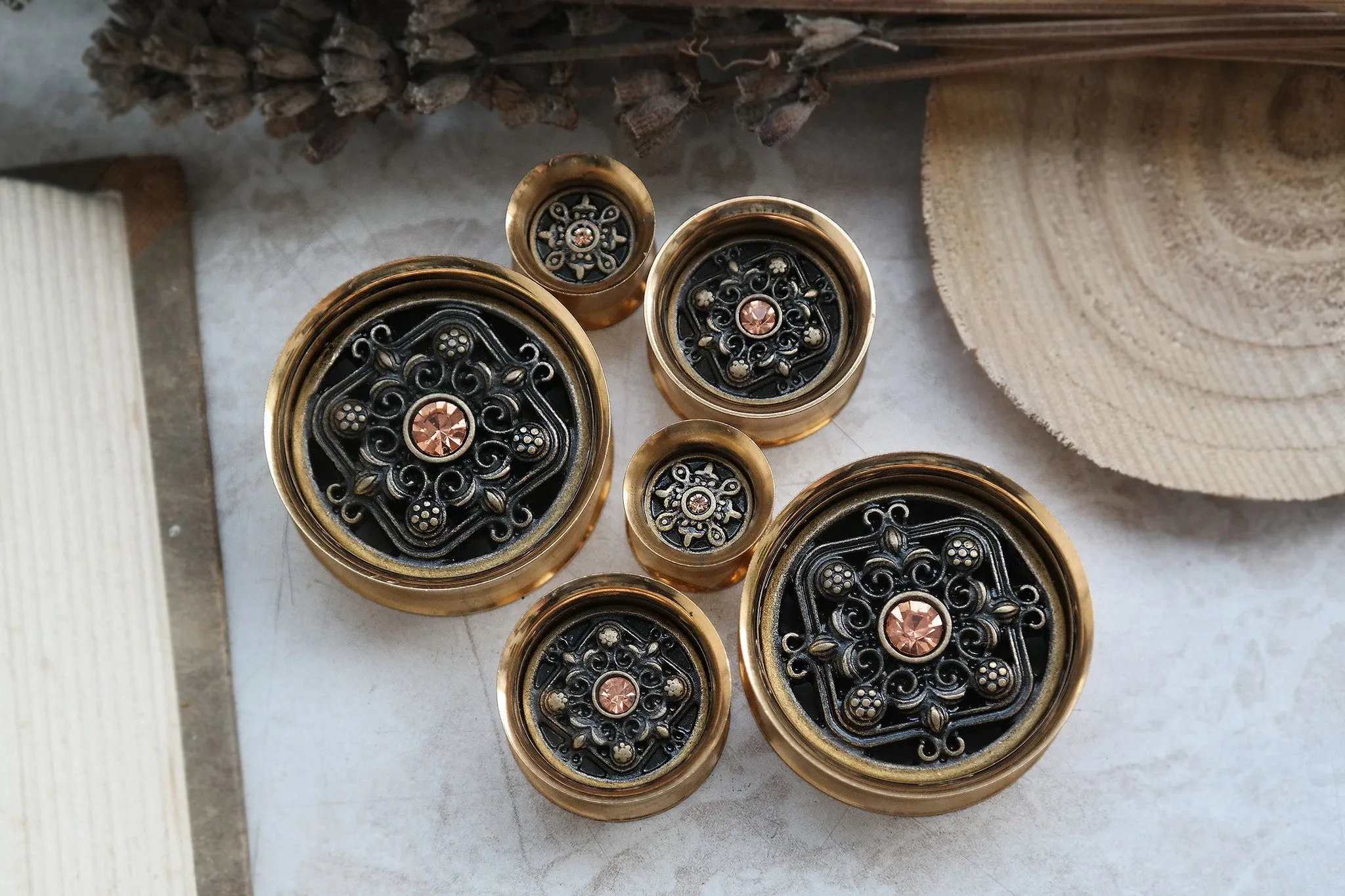 Golden Brass Inlay Tunnels