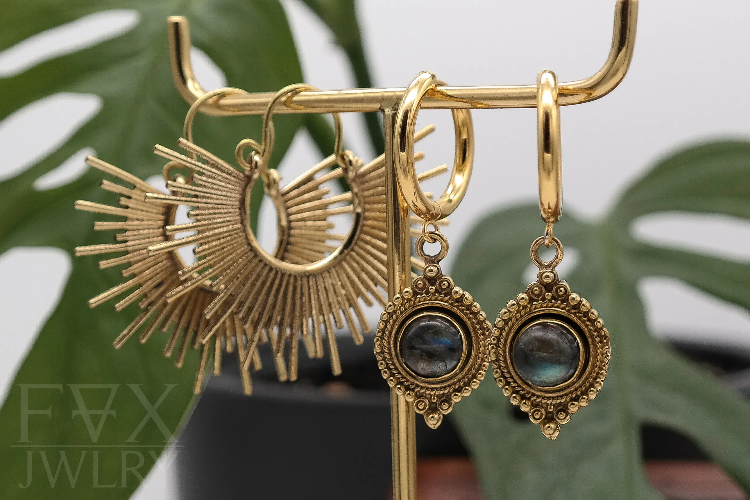 Golden Labradorite Hoops