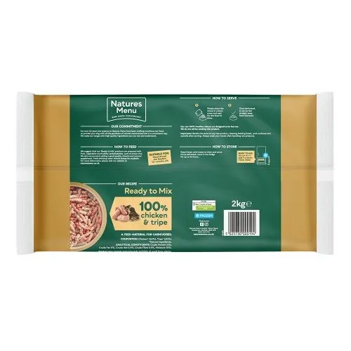 Natures Menu Ready to Mix Free Flow Raw Dog Food with Chicken and Tripe 2kg