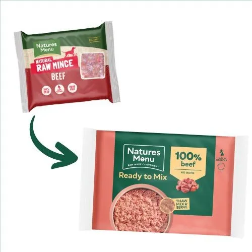 Natures Menu Ready to Mix Minced Raw Dog Food with Beef 12 x 400g