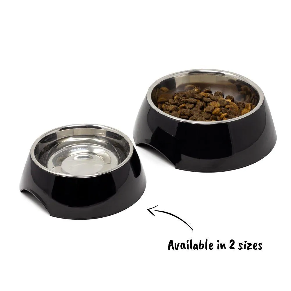 Non Slip Melamine Cat Dog Bowl - Black - S/L