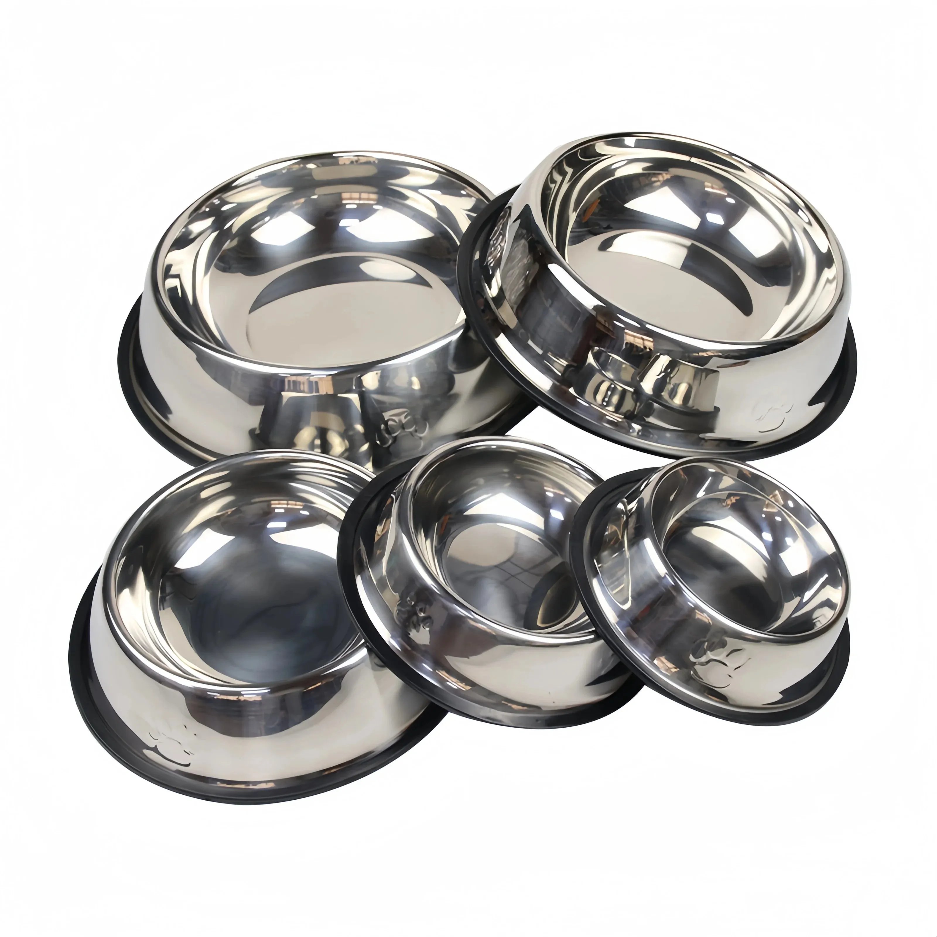 Pet Dog Cat Stainless Steel Bowl Pet Feeding Bowl Cat and Dog Drinking Bowl Metal Feeder Bowl Durable Easy To Clean 6 Sizes