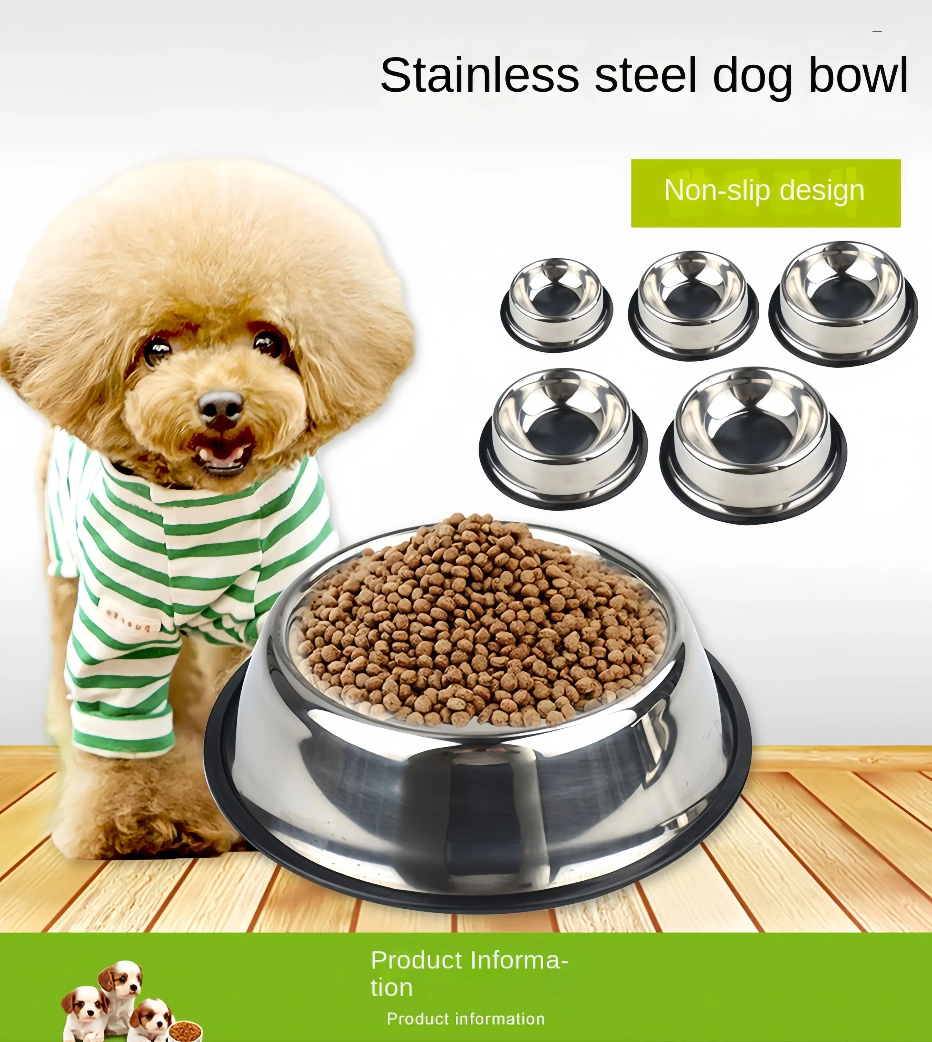 Pet Dog Cat Stainless Steel Bowl Pet Feeding Bowl Cat and Dog Drinking Bowl Metal Feeder Bowl Durable Easy To Clean 6 Sizes