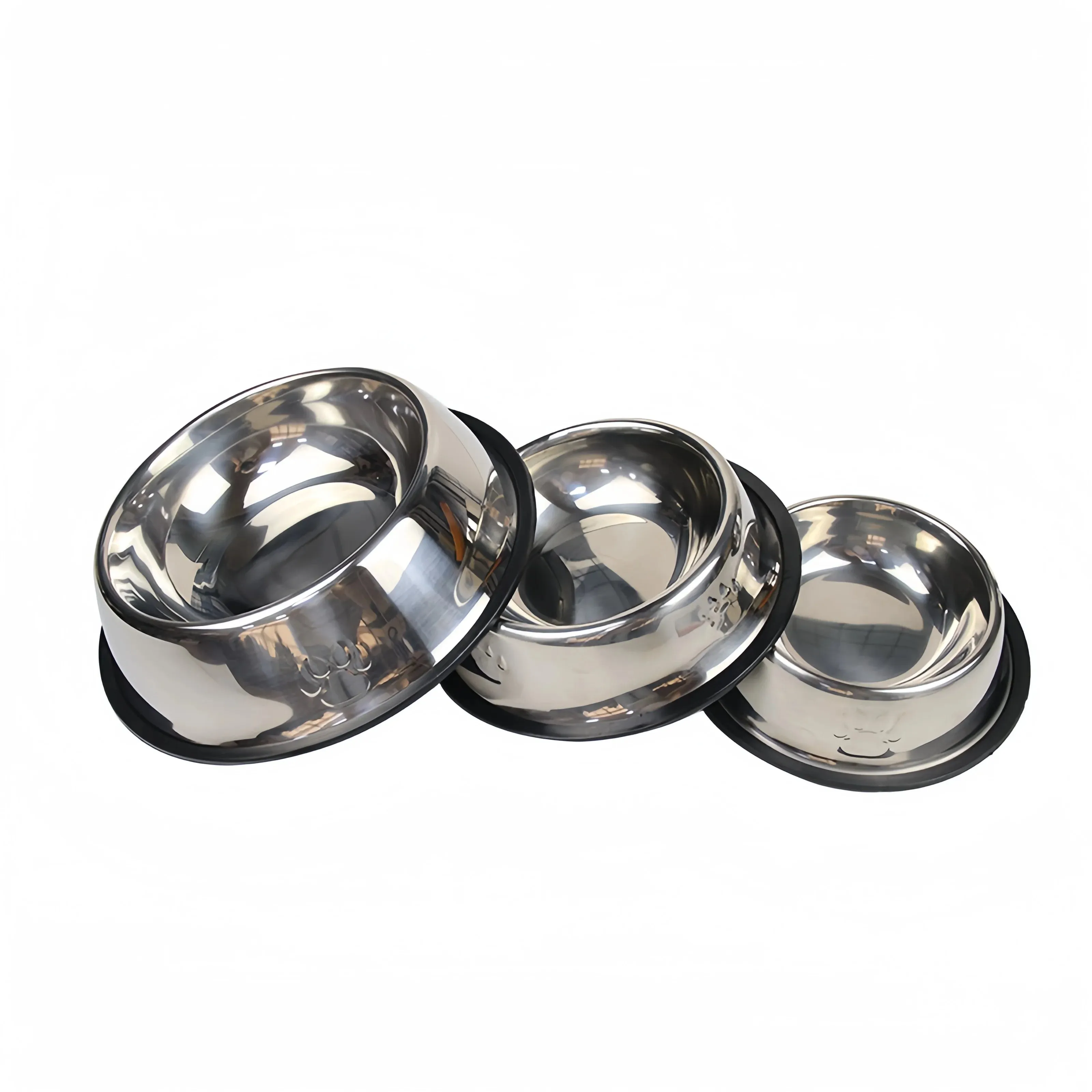 Pet Dog Cat Stainless Steel Bowl Pet Feeding Bowl Cat and Dog Drinking Bowl Metal Feeder Bowl Durable Easy To Clean 6 Sizes