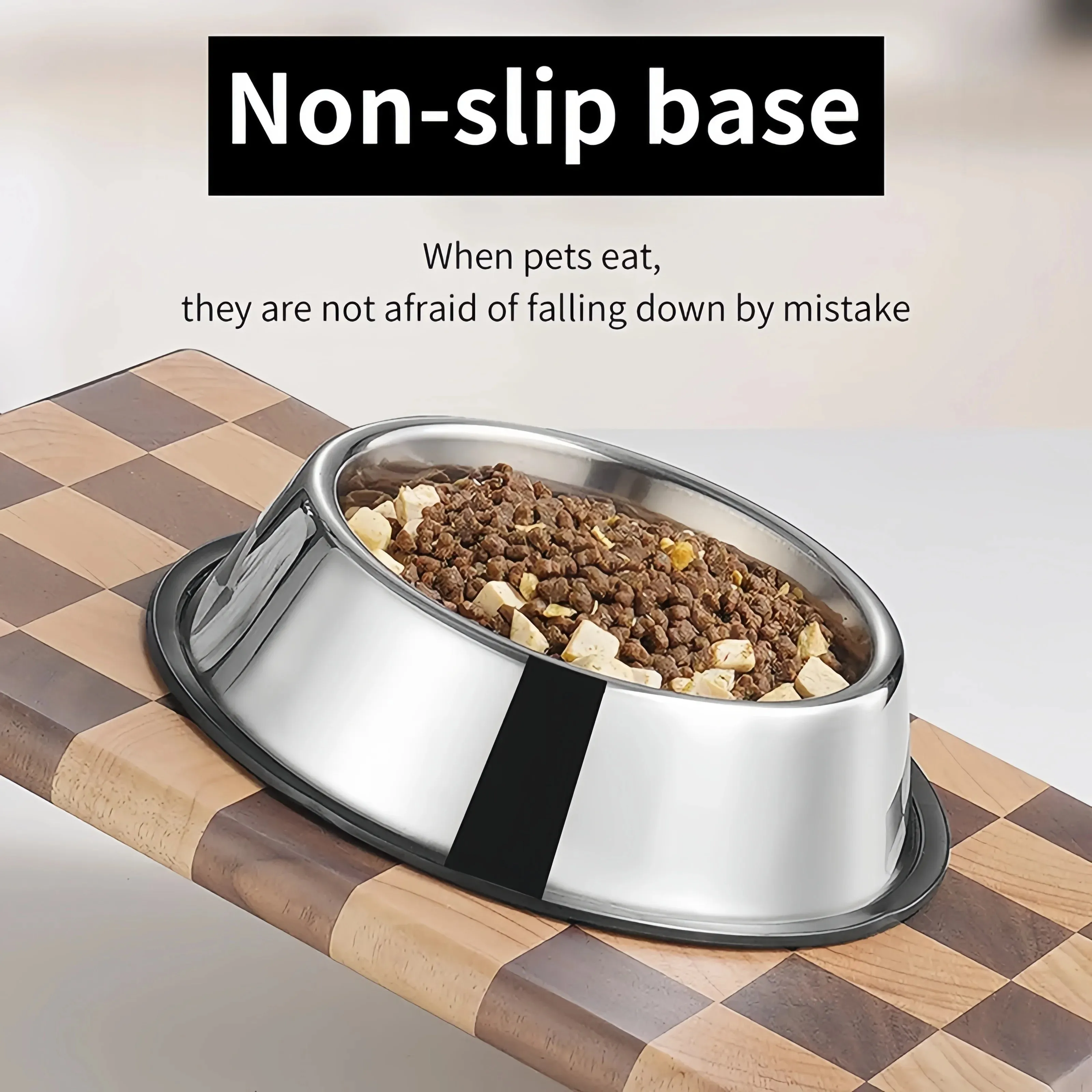 Pet Dog Cat Stainless Steel Bowl Pet Feeding Bowl Cat and Dog Drinking Bowl Metal Feeder Bowl Durable Easy To Clean 6 Sizes