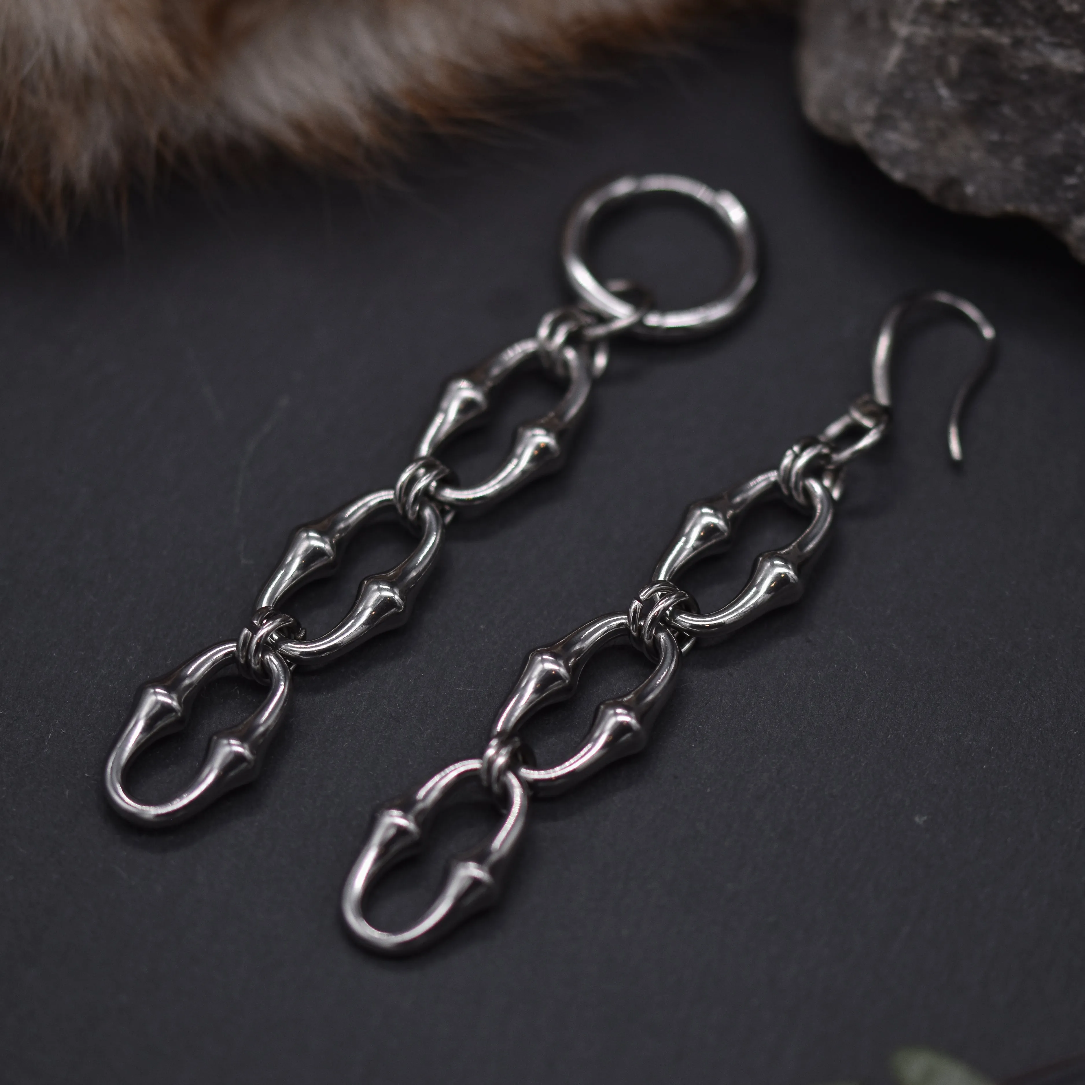 Silver Gotik Chain Earrings