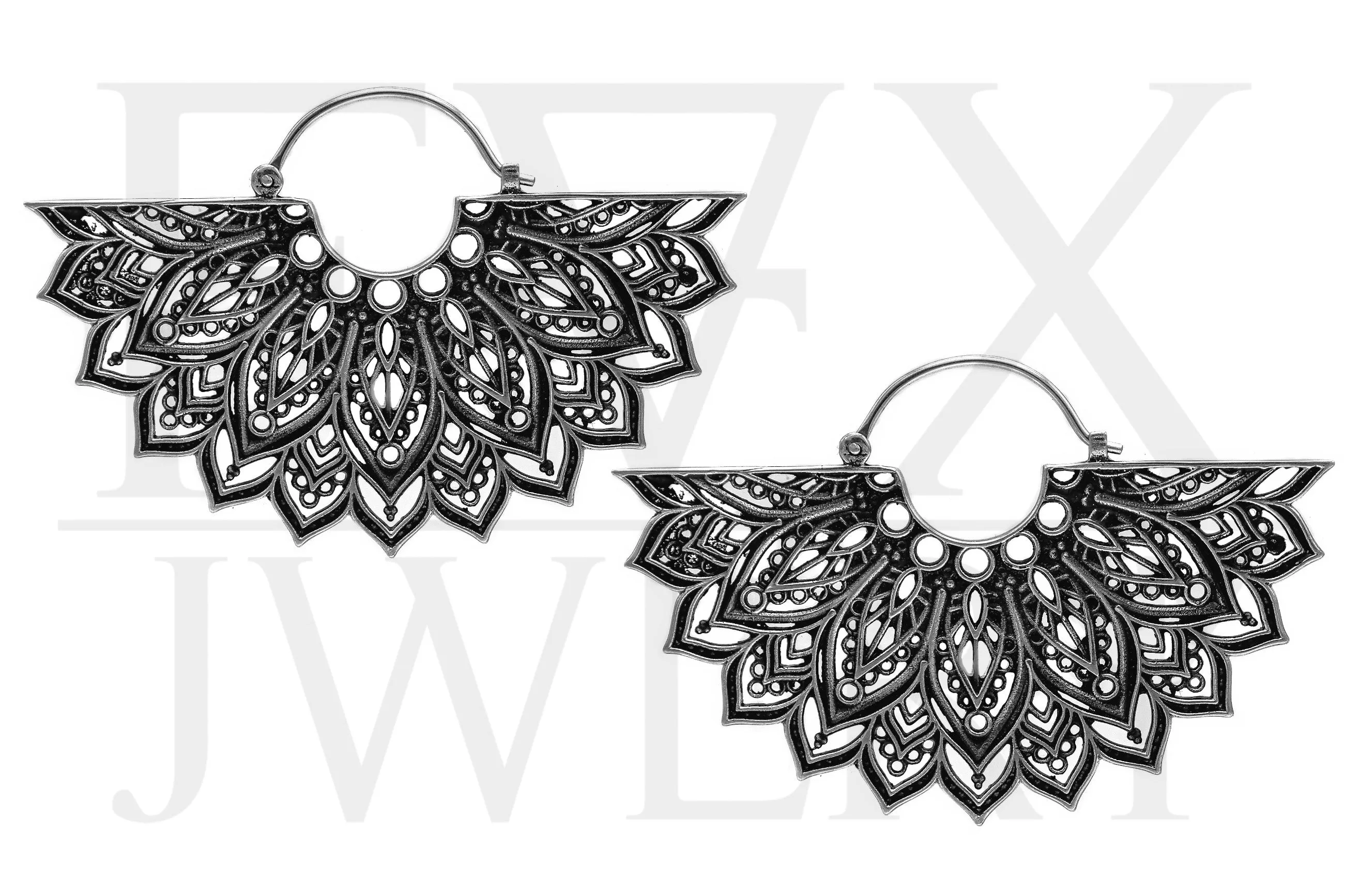 Silver Half Mandala Hoops