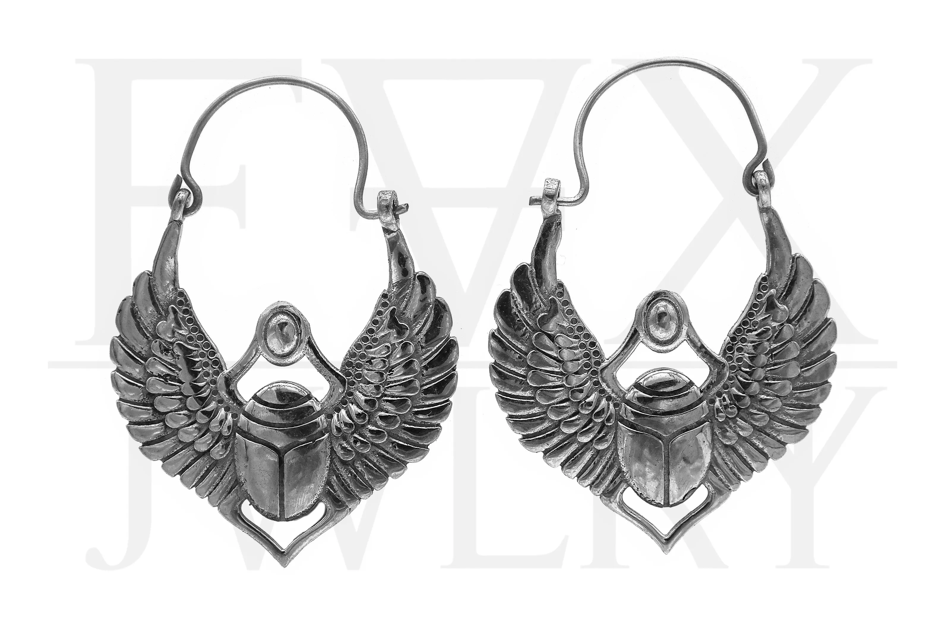 Silver Scarab Earrings