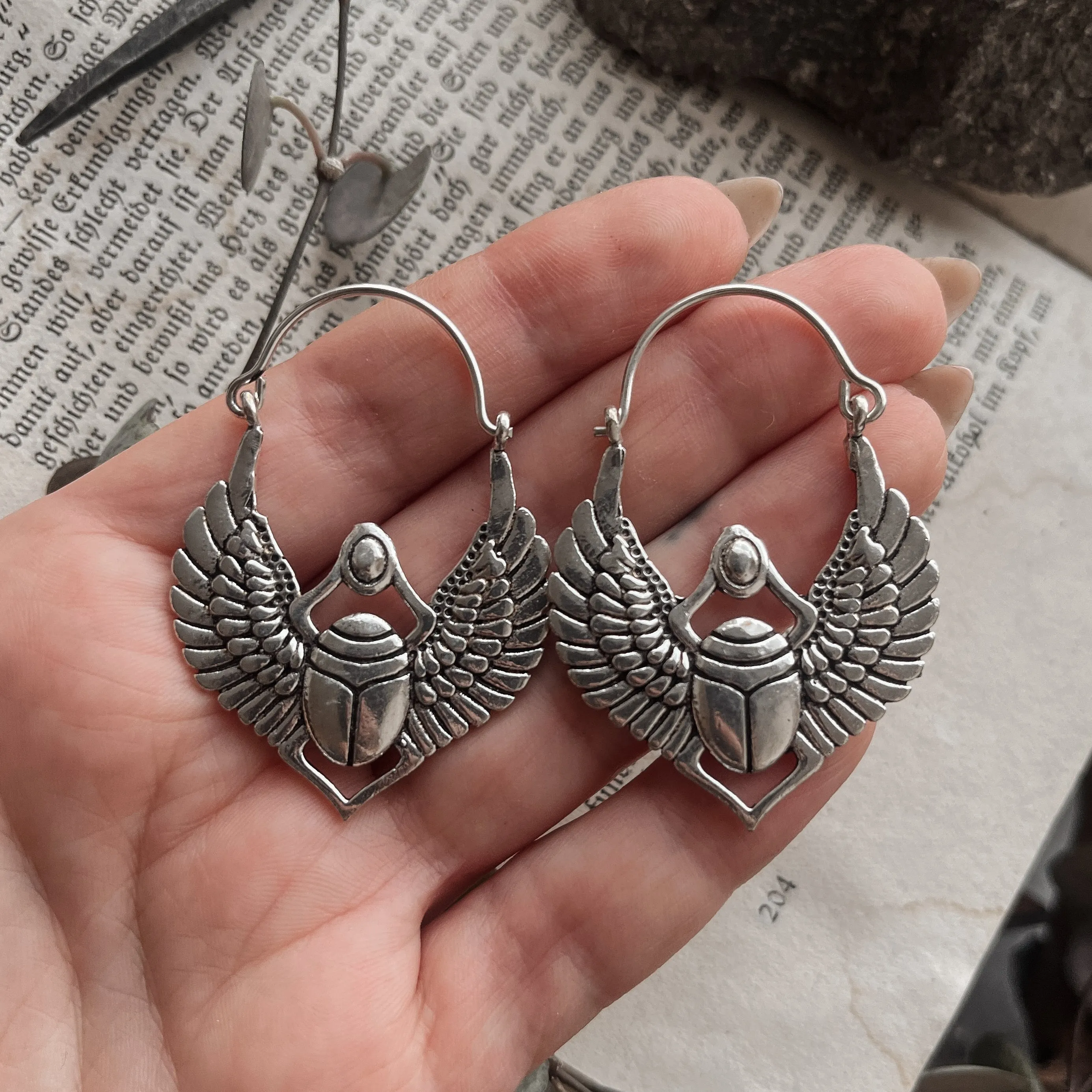 Silver Scarab Earrings