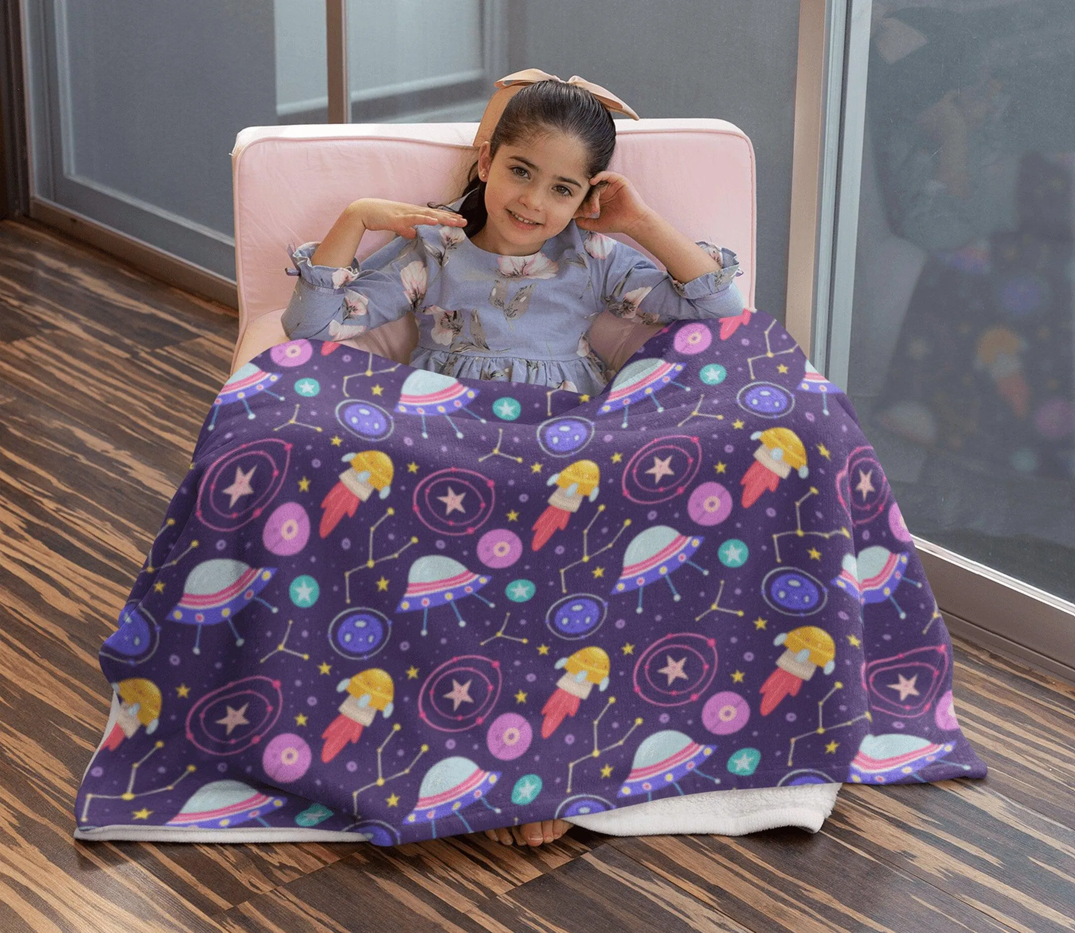 Space Galaxy Stars Spaceship Soft Fluffy Velvet Flannel Fleece Throw Blanket