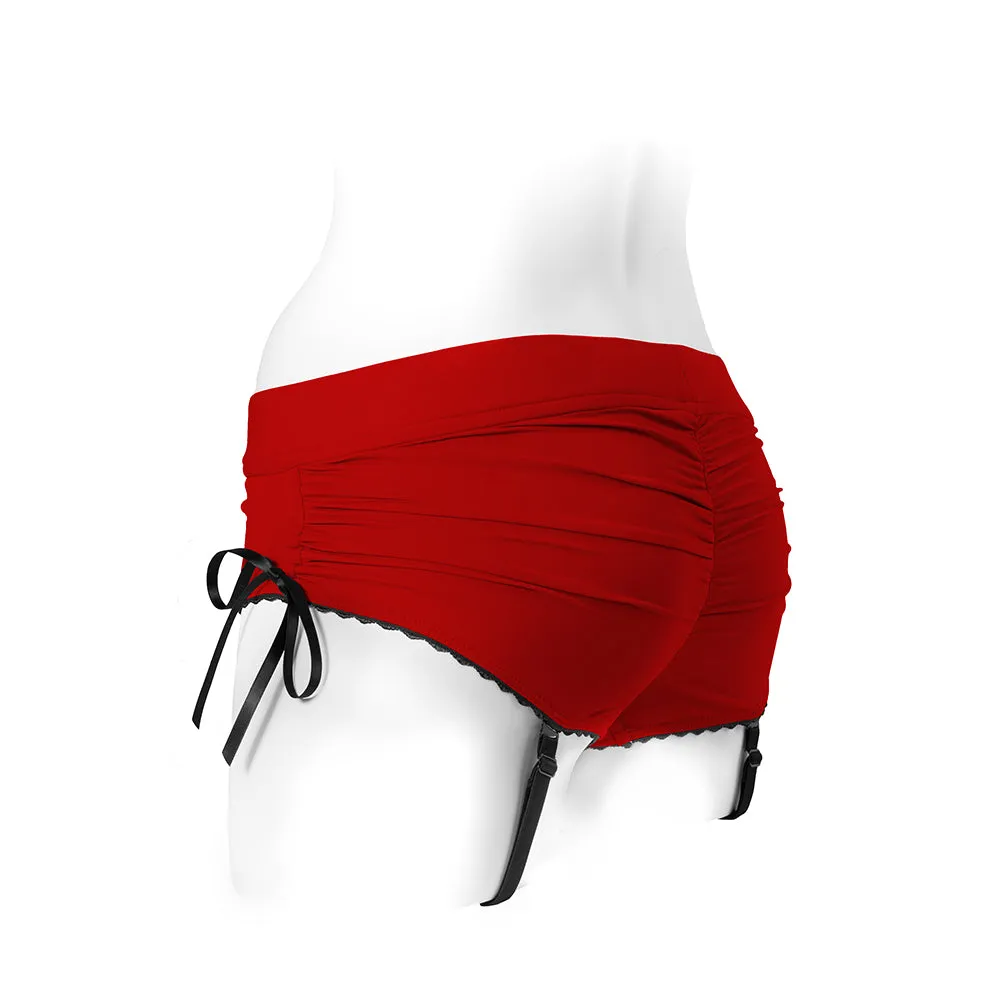 SpareParts Sasha Cinch Booty Short Harness Red/Black Size 5XL