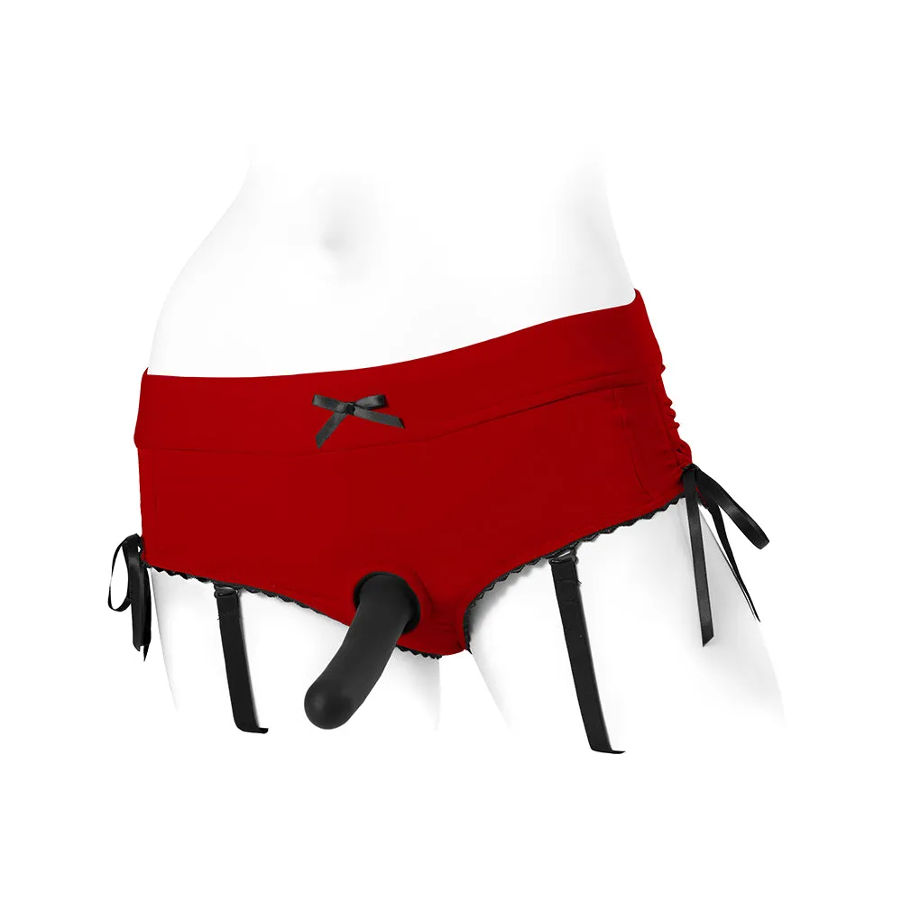 SpareParts Sasha Cinch Booty Short Harness Red/Black Size 5XL