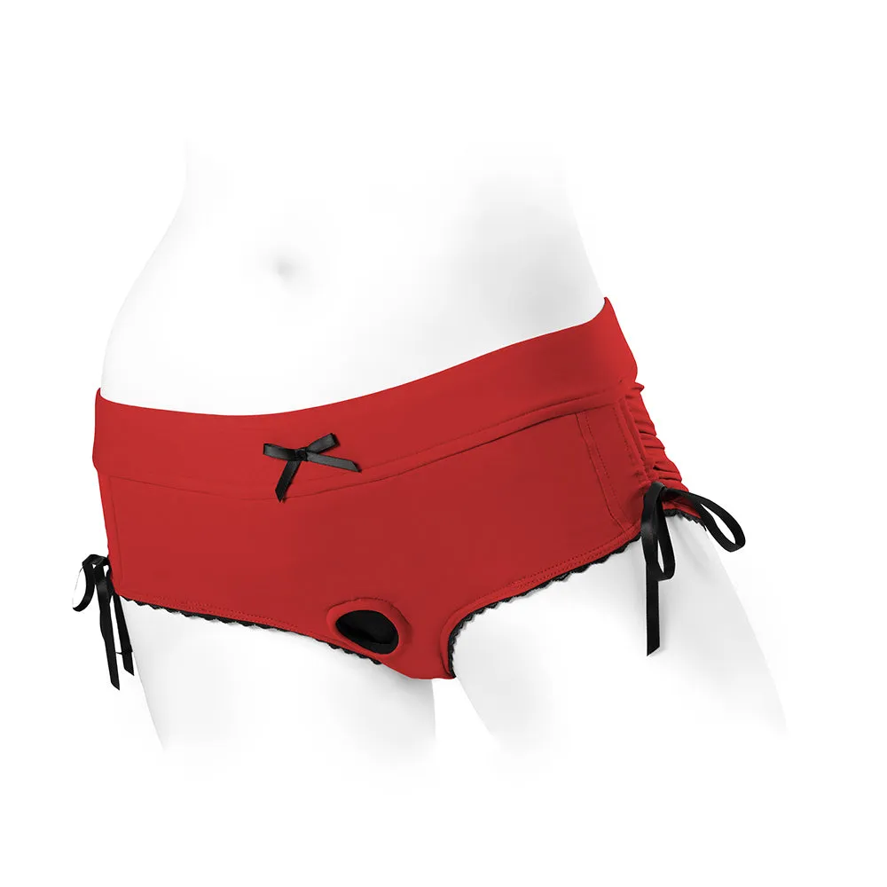 SpareParts Sasha Cinch Booty Short Harness Red/Black Size 5XL