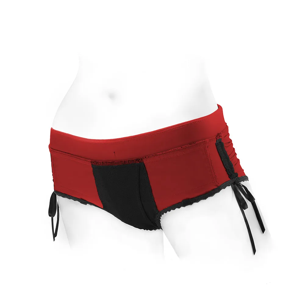 SpareParts Sasha Cinch Booty Short Harness Red/Black Size 5XL