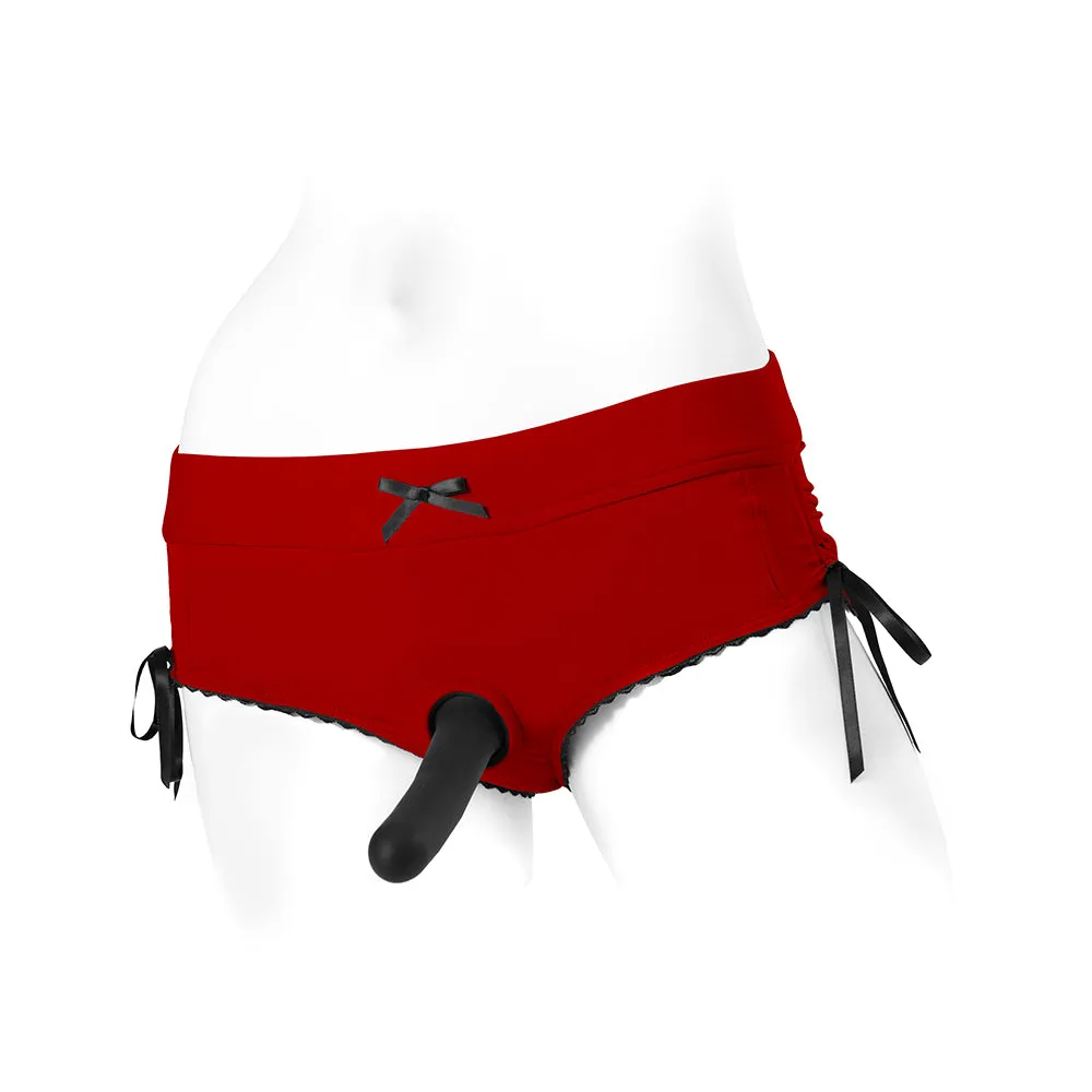 SpareParts Sasha Cinch Booty Short Harness Red/Black Size 5XL