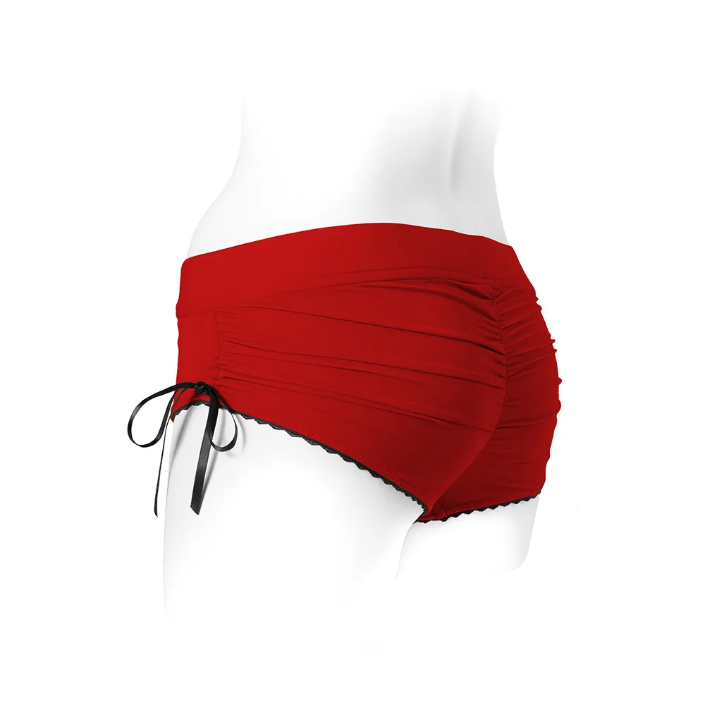 SpareParts Sasha Cinch Booty Short Harness Red/Black Size 5XL