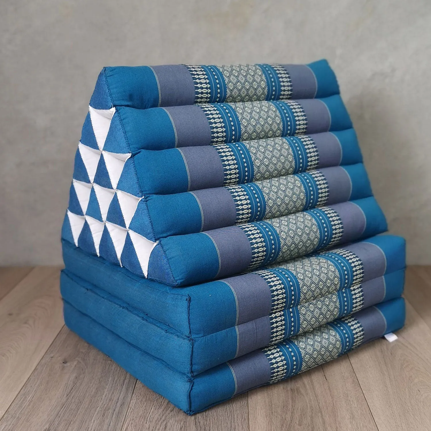 Thai kapok cushion  Day bed roll out mattress 3-Folds with backrest Cushion -100% Thailand handmade Kapok-Blue