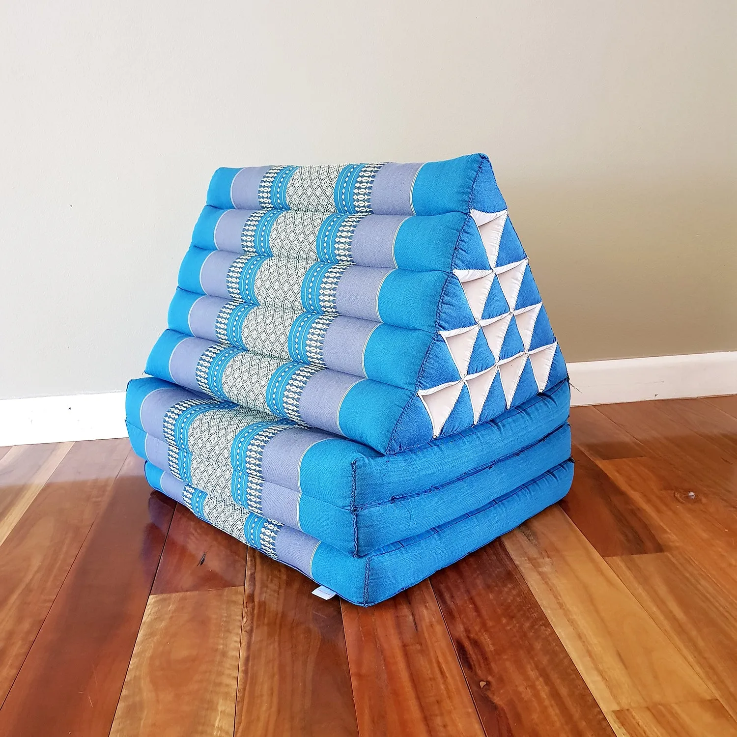 Thai kapok cushion  Day bed roll out mattress 3-Folds with backrest Cushion -100% Thailand handmade Kapok-Blue