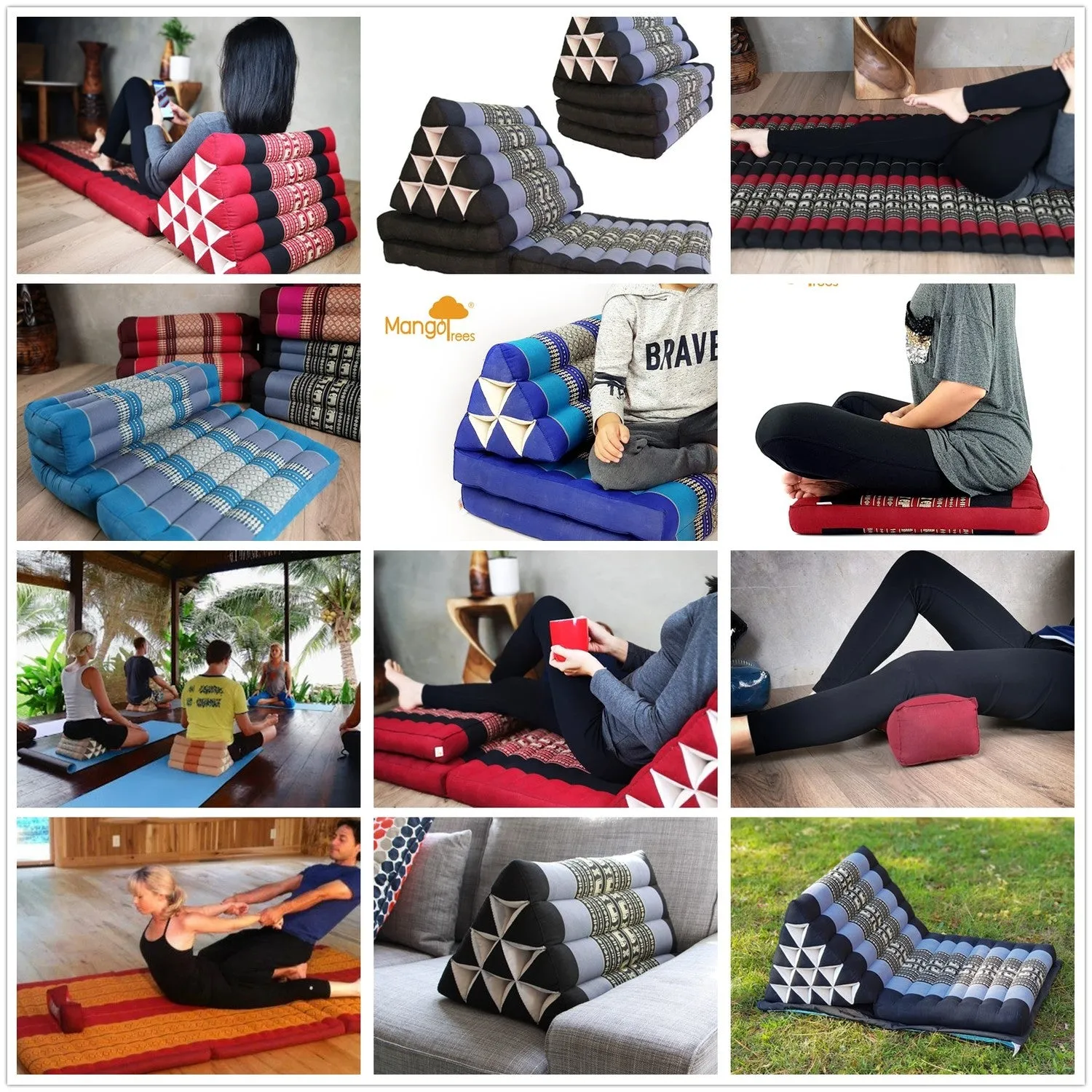 Thai kapok cushion Day bed roll out mattress 3-Folds with backrest Cushion -100% Thailand handmade Kapok