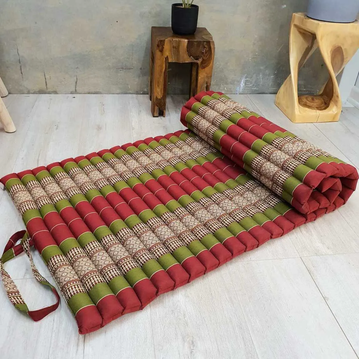 Thai kapok cushionDay bed Roll Out Mattress Foldout Mat relaxation, camping or Yoga Matt Natural Kapok Filled_ 80 x 200 cm 