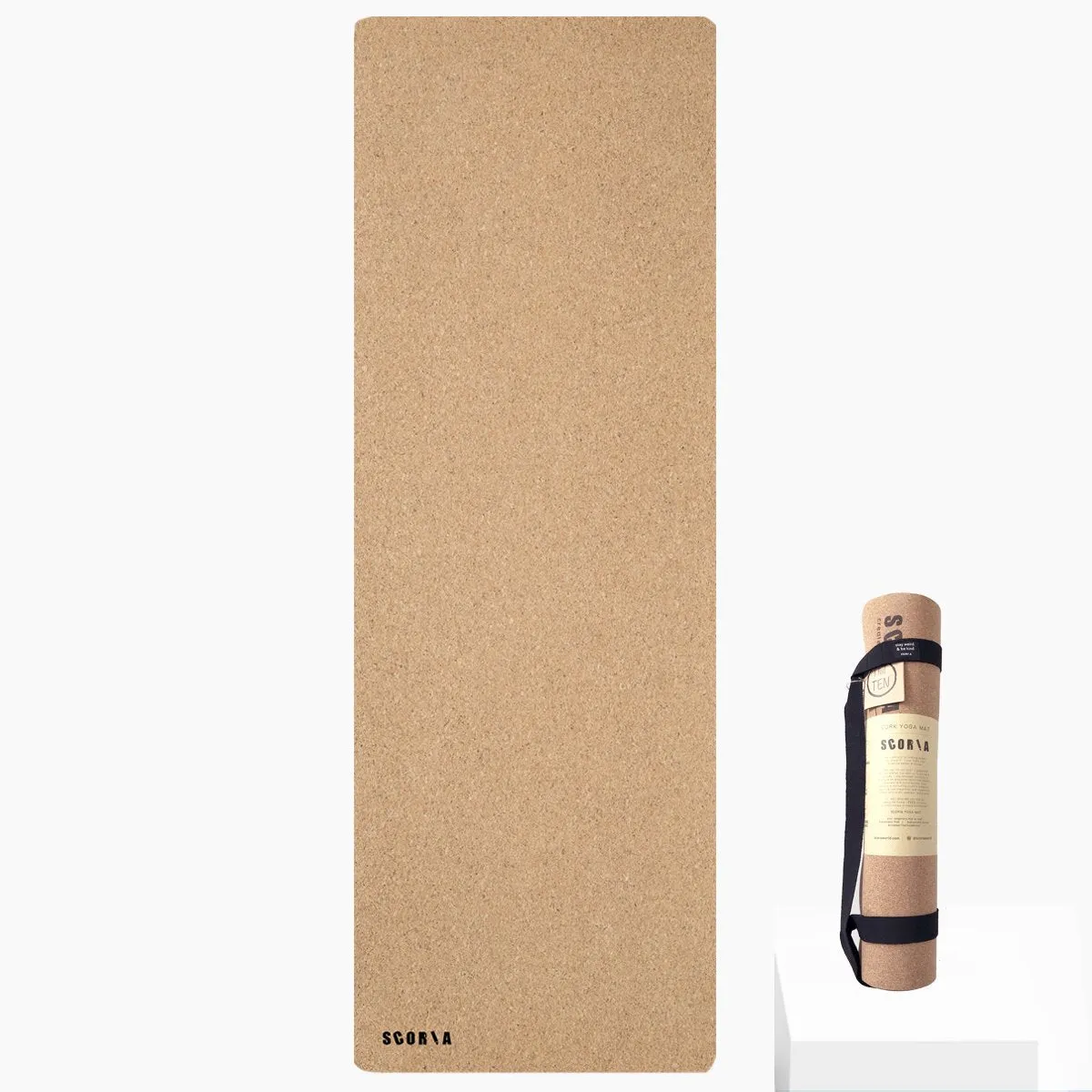 The Essential Cork Yoga Pack: Mat (Choose Size)   2 Blocks   Stretch Strap