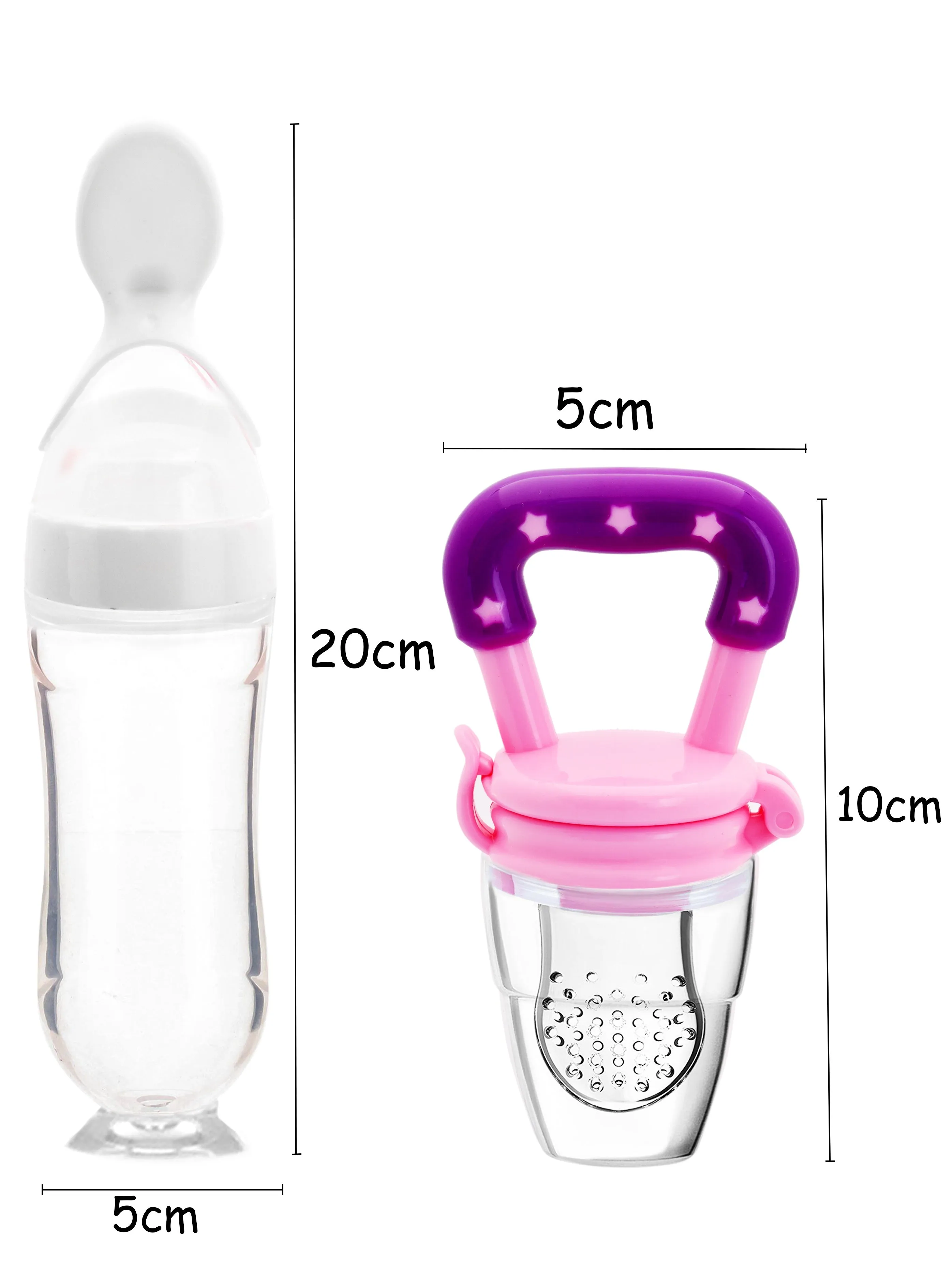 THE LITTLE LOOKERS Infant Squeezy Food Grade Silicone 90ml Bottle Feeder & Silicone Food/ Fruit Pacifier/Nibbler/Soother for Babies/Kids/Children