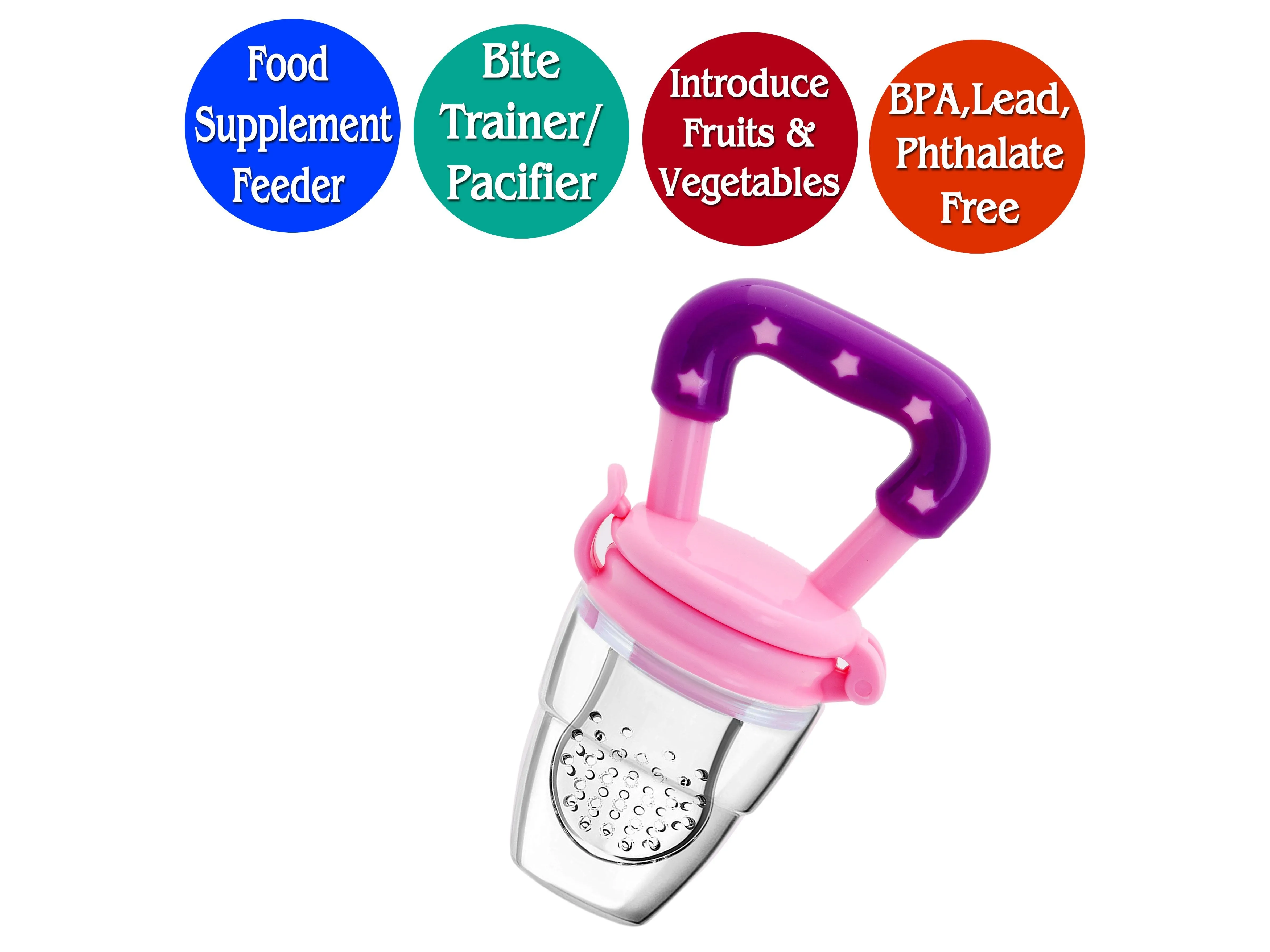 THE LITTLE LOOKERS Infant Squeezy Food Grade Silicone 90ml Bottle Feeder & Silicone Food/ Fruit Pacifier/Nibbler/Soother for Babies/Kids/Children