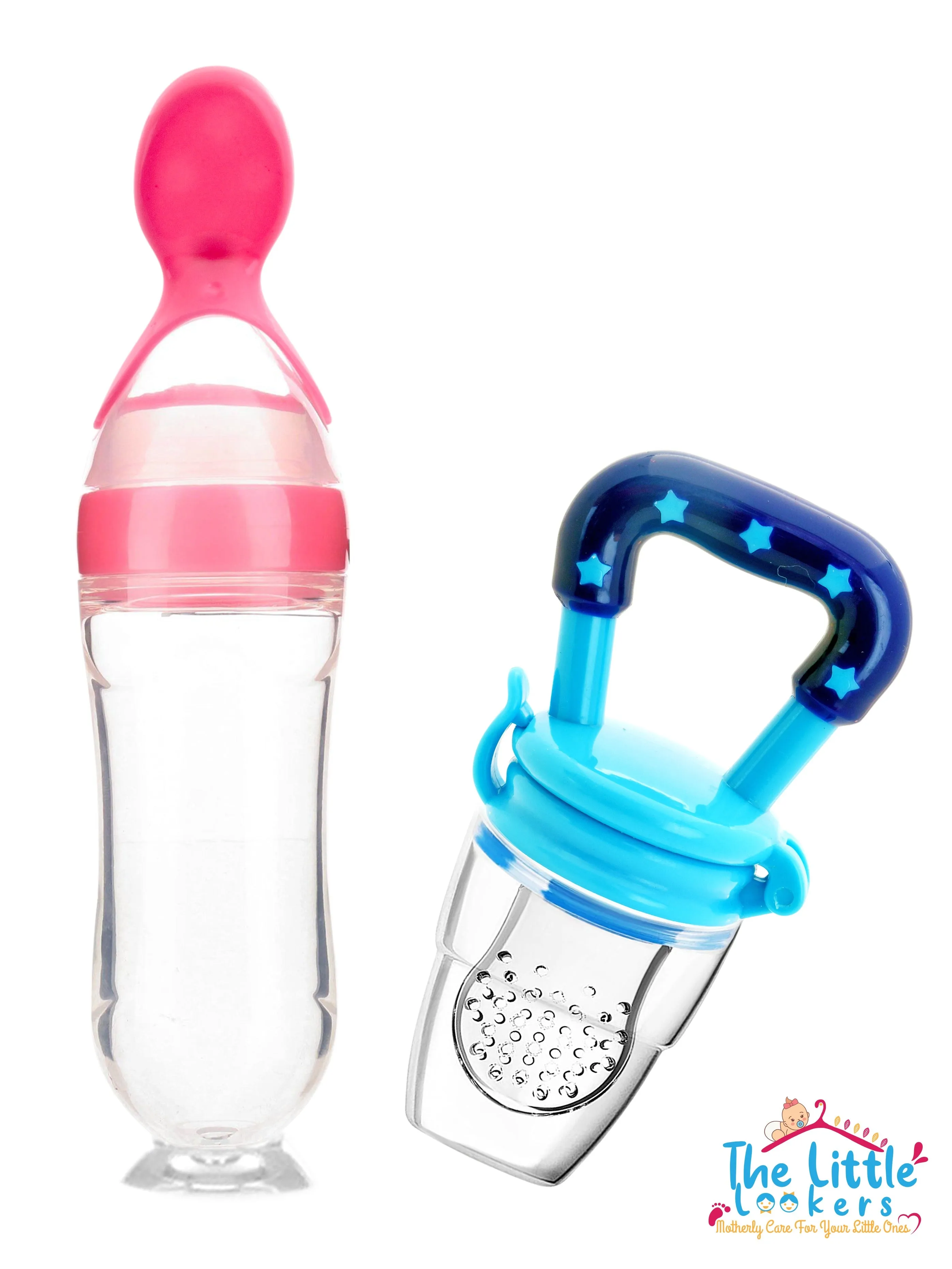 THE LITTLE LOOKERS Infant Squeezy Food Grade Silicone 90ml Bottle Feeder & Silicone Food/ Fruit Pacifier/Nibbler/Soother for Babies/Kids/Children