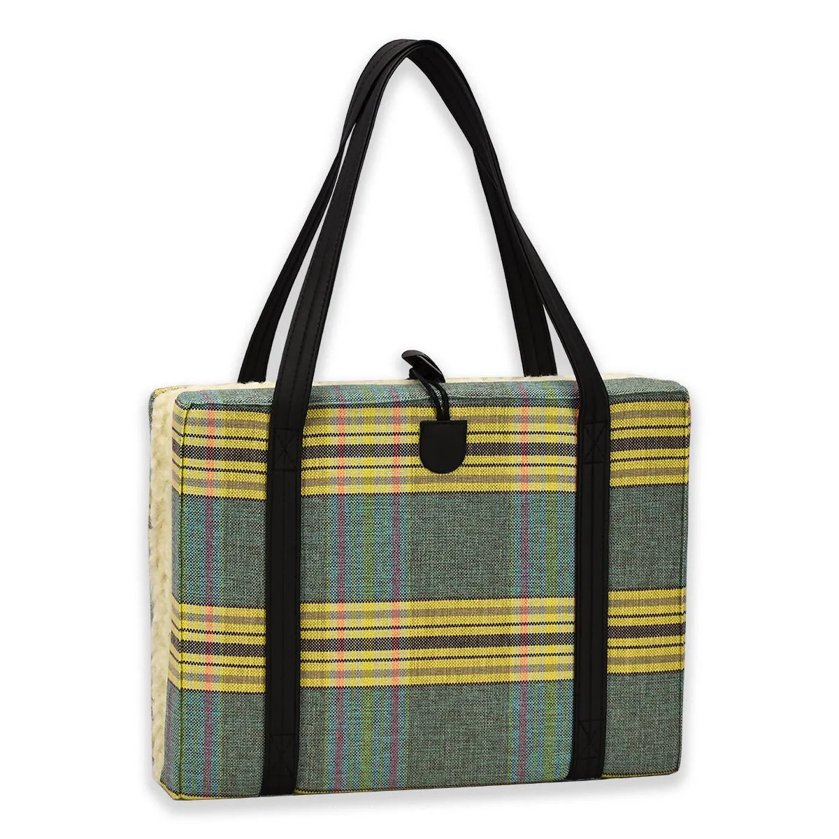 Travel Dog Bed - L'esprit Plaid with Fluffy Wool Lining